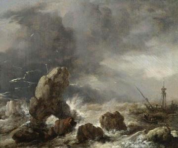 Ships Foundering in Stormy Seas Artwork by Philips Wouwermans