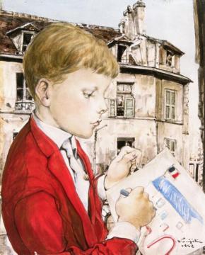 Portrait of Gilbert Pétridès Artwork by Tsuguharu Foujita