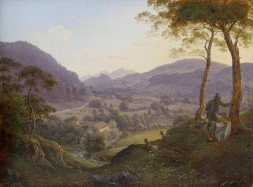 Mountains near Salzburg with a young couple Artwork by Franz Ludwig Catel