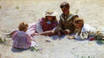 Children By The Seashore Artwork by Charles Courtney Curran