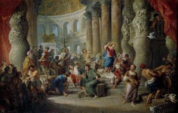 Expulsion of the Merchants from the Temple Artwork by Giovanni Paolo Pannini