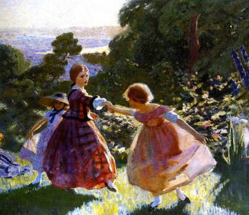 Three Dancing Girls Artwork by Charles S. Hopkinson
