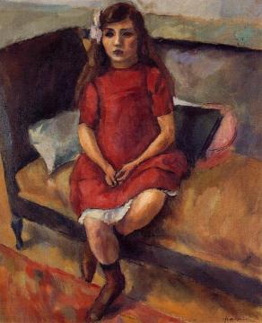 Young Girl in Red Artwork by Jules Pascin