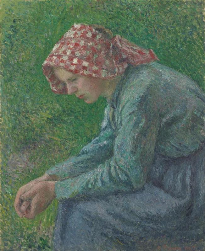 A Seated Peasant Woman Artwork by Camille Pissarro