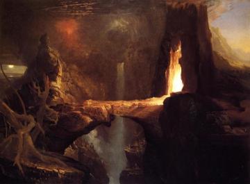 Expulsion - Moon and Firelight Artwork by Thomas Cole