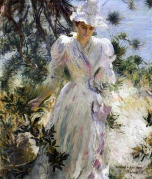 My Wife, Emeline, in a Garden Artwork by Edmund Tarbell