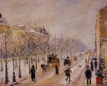 The Outer Boulevards, Snow Effect Artwork by Camille Pissarro