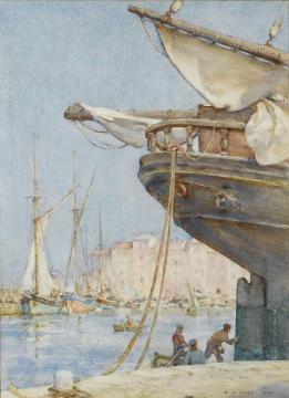 Painting The Rudder Artwork by Henry Scott Tuke