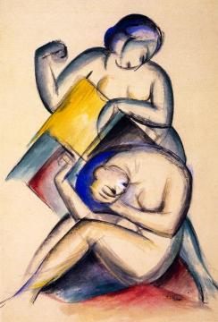 Two Nude Women Artwork by Franz Marc
