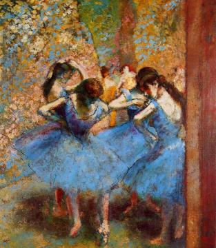 Dancers In Blue Artwork by Edgar Degas