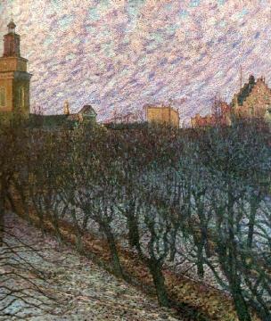 Evening Sun Over Maria Magdalena Church Stockholm Artwork by Nils Kreuger