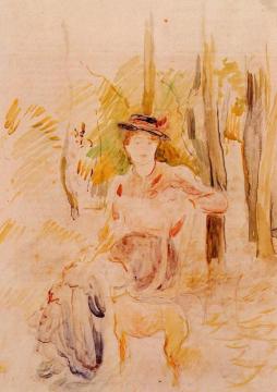 Jeune Fille a la Levrette Artwork by Berthe Morisot