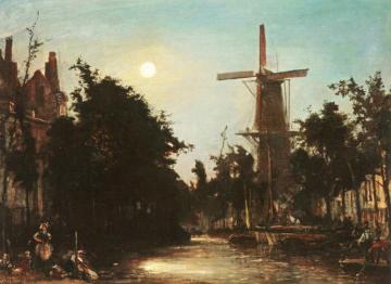 Laundresses by a Canal, near Rotterdam Artwork by Johan Berthold Jongkind