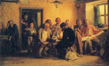 Tea-drinking in a Tavern Artwork by Victor Mikhail Vasnetsov