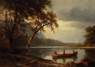 Salmon Fishing on the Cascapediac River Artwork by Albert Bierstadt