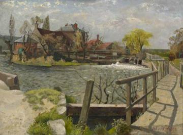 Old Mill, West Harnham Artwork by John Arthur Malcolm Aldridge