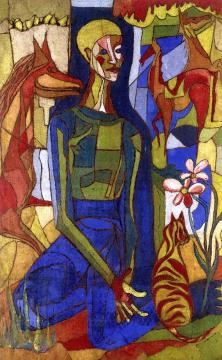 Pierrot and Horses Artwork by Heinrich Campendonk