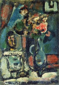 Pierrot with Bouquet Artwork by Georges Rouault
