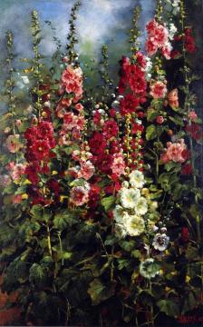 Hollyhocks Artwork by Mathias J. Alten
