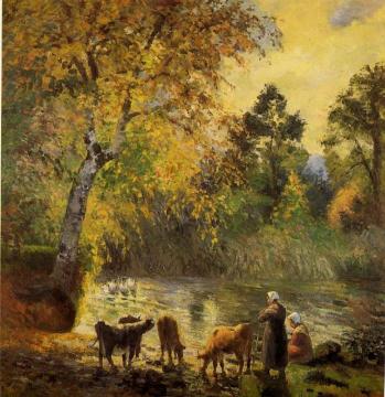 Autumn, Montfoucault Pond Artwork by Camille Pissarro