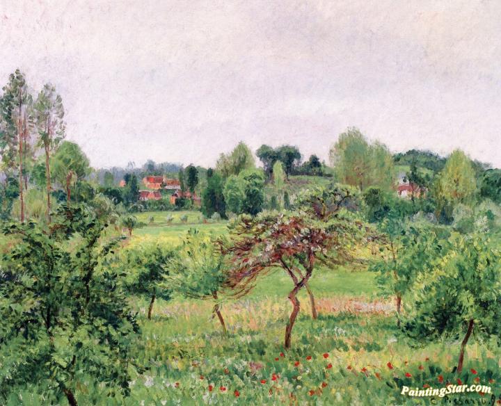 June, Rainy Weather, Eragny Artwork by Camille Pissarro