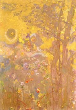 Tree on Yellow Background Artwork by Odilon Redon