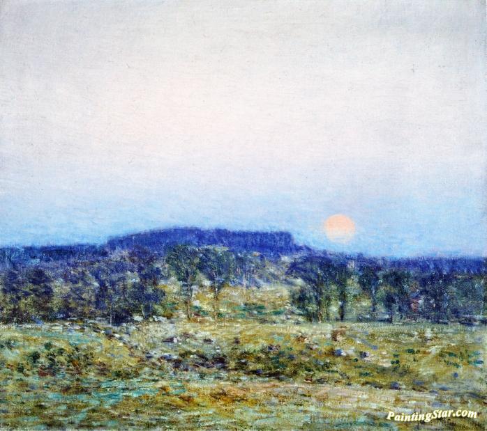 September Moonrise Artwork by Frederick Childe Hassam