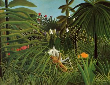 Horse Attacked by a Jaguar Artwork by Henri Rousseau