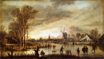 River in Winter Artwork by Aert van der Neer