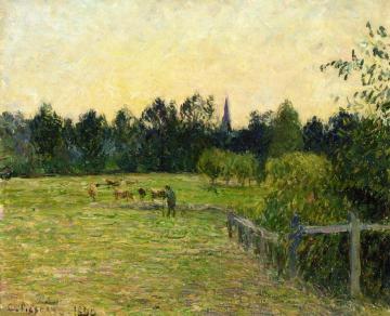 Cowherd in a Field at Eragny Artwork by Camille Pissarro