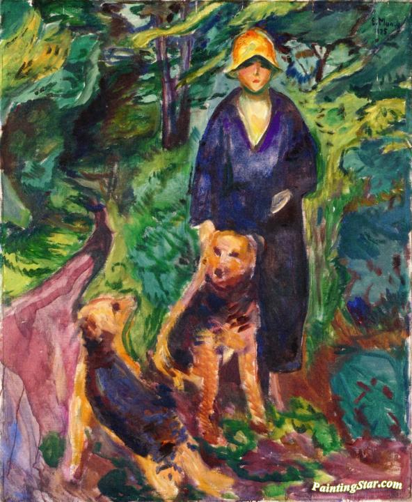 Woman With Airdale Terrier Artwork by Edvard Munch