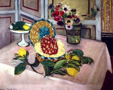 Pink Tablecloth, Lemons and Anemones Artwork by Henri Matisse