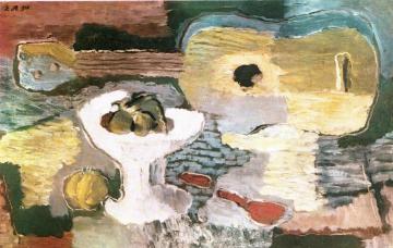 Guitar with Vase Artwork by Vladimir Lebedev