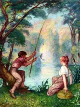 A Fish on the Line Artwork by Georges D'espagnat