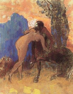 Struggle between Woman and Centaur Artwork by Odilon Redon