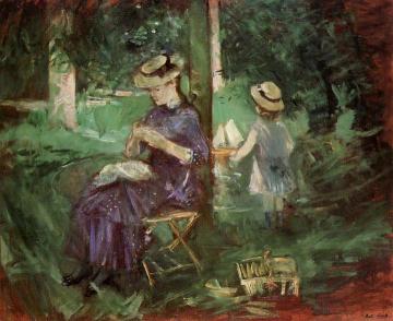 Woman and Child in a Garden Artwork by Berthe Morisot