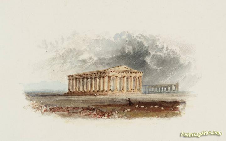 Rogers's 'Italy' - Temples of Paestum Artwork by Joseph Mallord William Turner