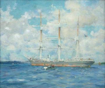 French Barque in Falmouth Bay Artwork by Henry Scott Tuke