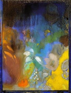 Woman in Profile with Flowers Artwork by Odilon Redon
