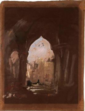 View through Medieval Arches on to a Moonlit Canal Artwork by Joseph Mallord William Turner
