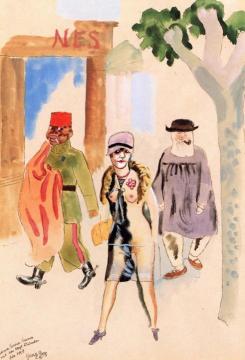 Street Scene in Marseille Artwork by George Grosz