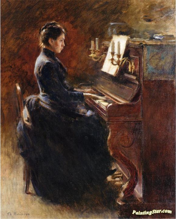 Girl at Piano Artwork by Theodore Robinson