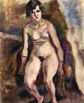 Nude Seated on Chair Artwork by Jules Pascin
