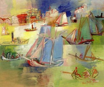 Sailboats In The Outer Harbor Of Le Havre Artwork by Jean Dufy