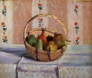 Still Life, Apples And Pears In A Round Basket Artwork by Camille Pissarro