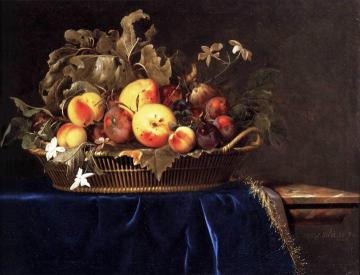 Still-Life with a Basket of Fruit on a Marble Ledge Artwork by Willem van Aelst