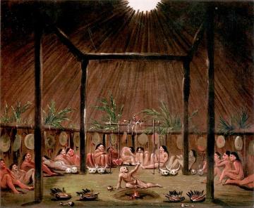 Interior View Of The Medicine Lodge, Mandan O-kee-pa Ceremony Artwork by George Catlin