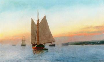 Lumber Schooner in New York's Lower Bay Artwork by Antonio Jacobsen