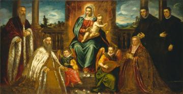 Doge Alvise Mocenego And Family Before The Madonna And Child Artwork by Tintoretto Jacopo