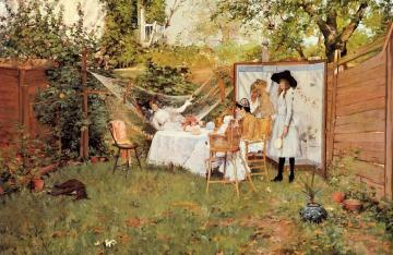 The Open Air Breakfast Artwork by William Merritt Chase